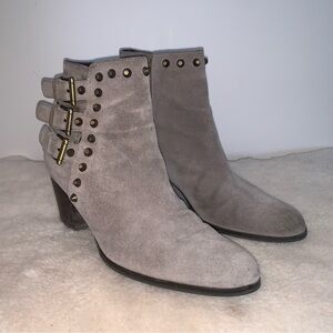 Stuart Weitzman Kickstart Studded Suede Ankle Boot 6